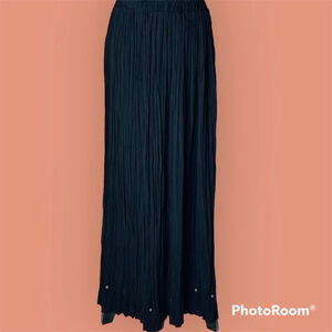 VTG STONEBRIDGE Skirt Studded Pleated Broomstick Boho Crinkle Maxi Medium
